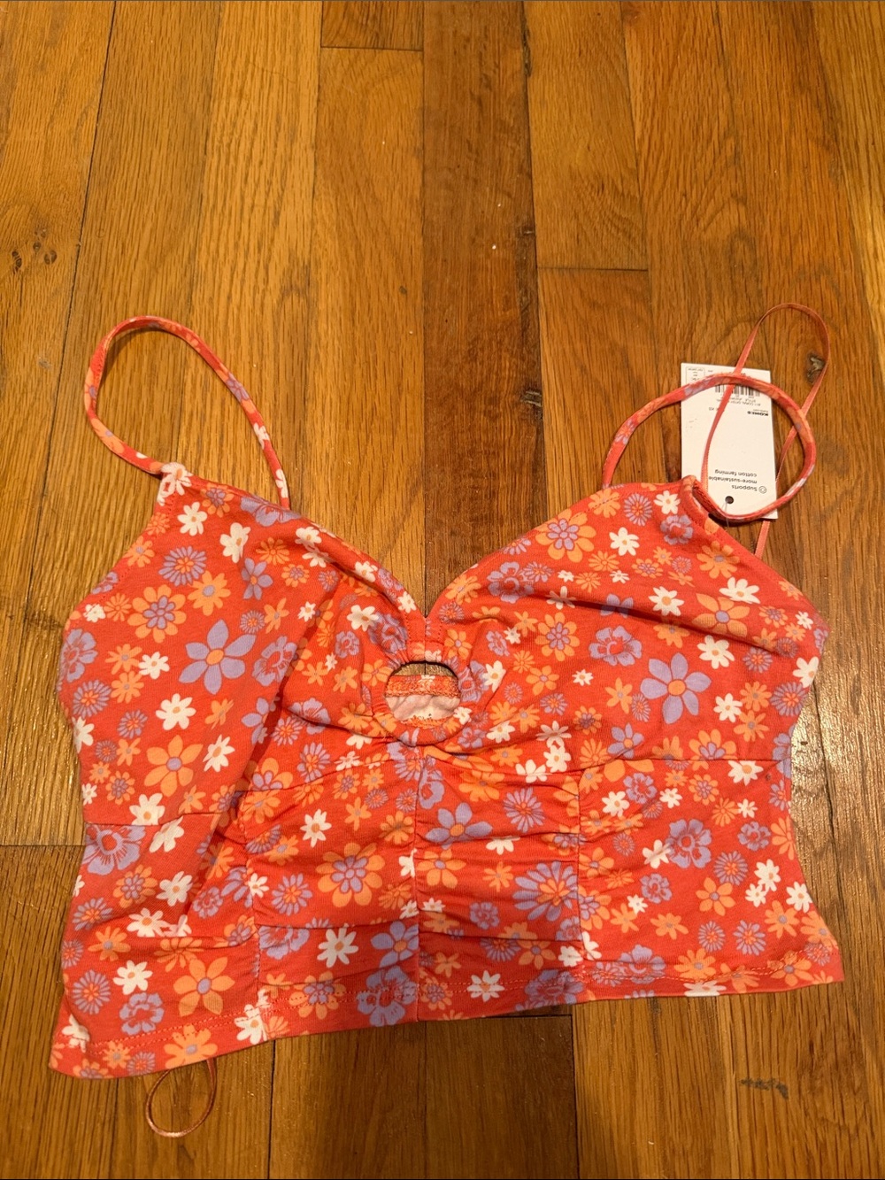 Kohl's Coral Floral Ring-Front Bandeau Cami